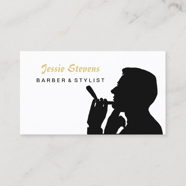 Simple Shaving Man Barber Shop and Hairstylist Appointment Card (Front)