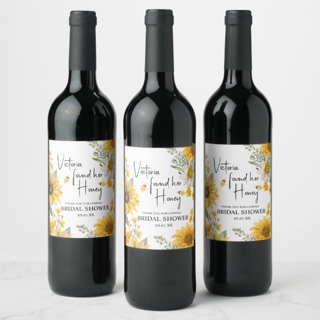 Simple She’s Found Her Honey Bee Bridal Shower Wine Label (Bottles)
