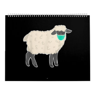 Simple Sheep Wearing Mask Cute Animal gift Calendar