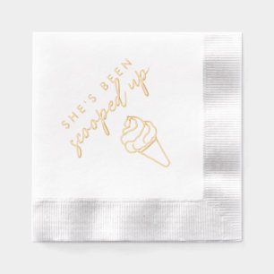 Simple She's Been Scooped Up Script Bridal Shower Foil Napkins