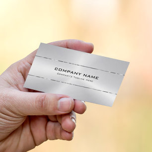 Simple Shiny Faux Metallic Silver Design Business Card