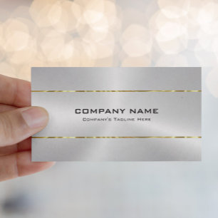 Simple Shiny Faux Metallic Silver Gold Business Card