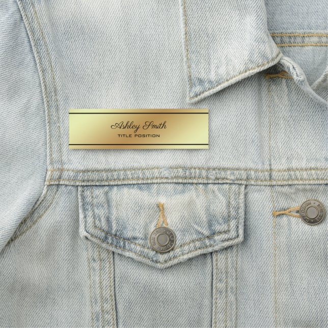 Simple Shiny Gold Background Name Tag (In Situ)