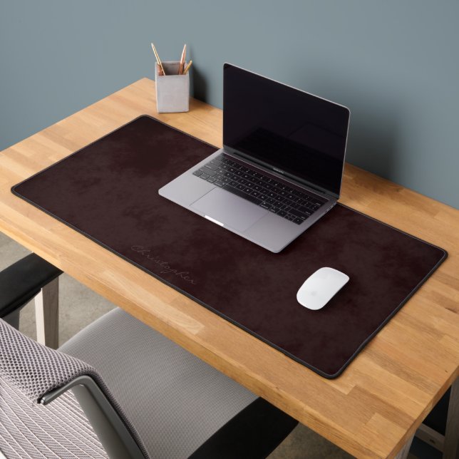Simple Signature Mottled Burgundy Brown Desk Mat (Office 2)