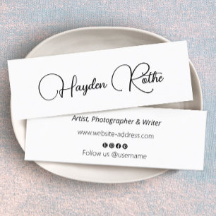 Simple Signature Script Black and White  Business  Mini Business Card