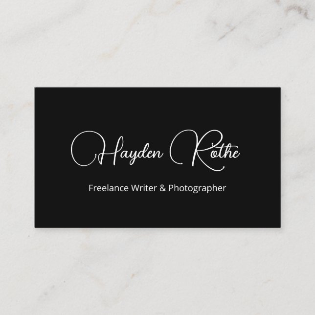 Simple Signature Script Black Business Card (Front)