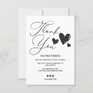 Simple Signature Script Hearts Order Thank You Card