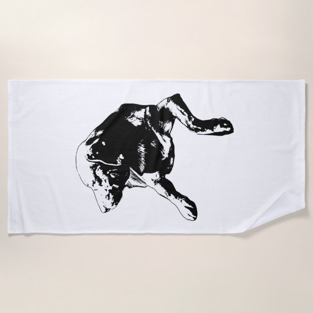 Simple Silhouette, Resting Lab Beach Towel (Front)