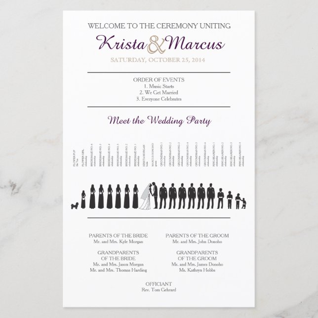 Simple Silhouettes Wedding Program (Front)