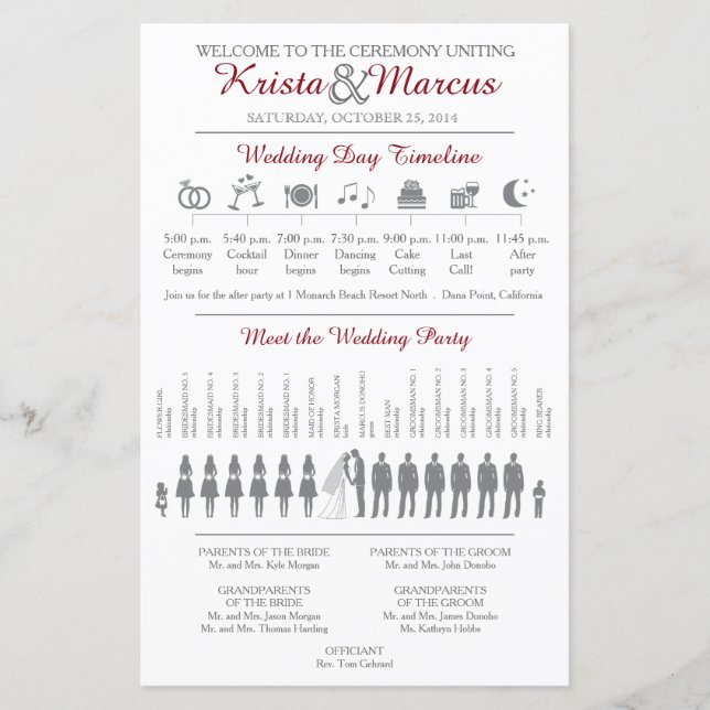 Simple Silhouettes Wedding Program (Front)