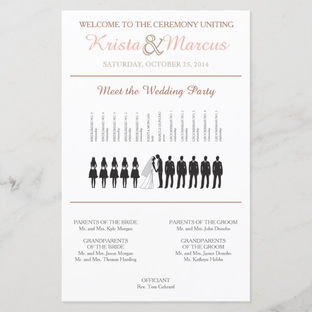 Simple Silhouettes Wedding Program (Front)