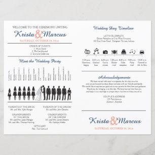 Simple Silhouettes Wedding Program Fan