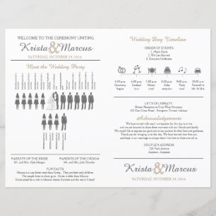 Simple Silhouettes Wedding Program Fan