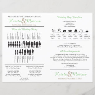 Simple Silhouettes Wedding Program Fan