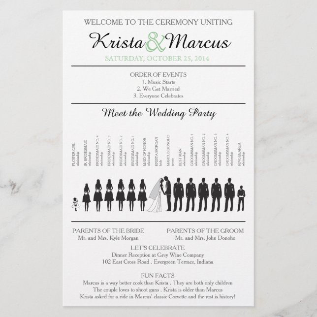 Simple Silhouettes Wedding Program Flyer (Front)