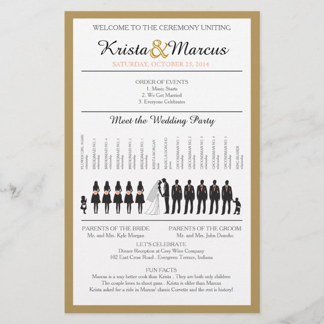 Simple Silhouettes Wedding Program Flyer (Front)