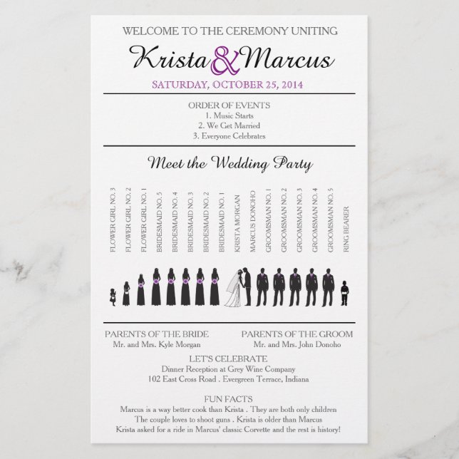 Simple Silhouettes Wedding Program Flyer (Front)