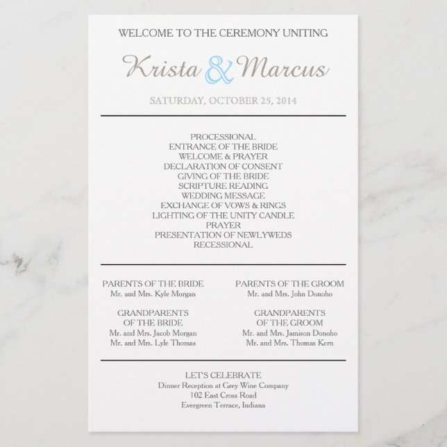 Simple Silhouettes Wedding Program Flyer (Front)