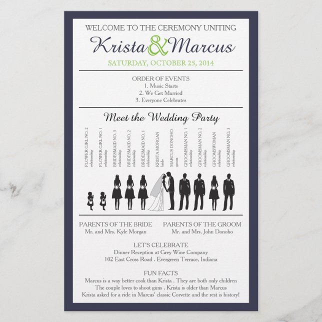 Simple Silhouettes Wedding Program Flyer (Front)