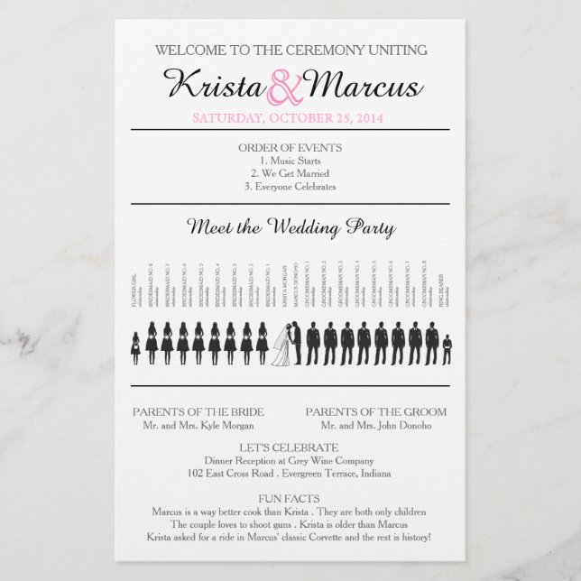 Simple Silhouettes Wedding Program Flyer (Front)
