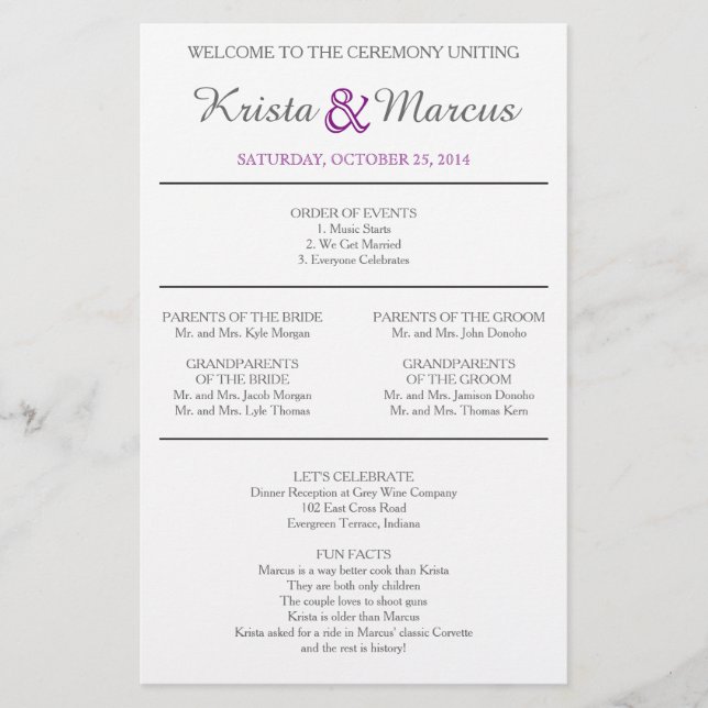 Simple Silhouettes Wedding Program Flyer (Front)