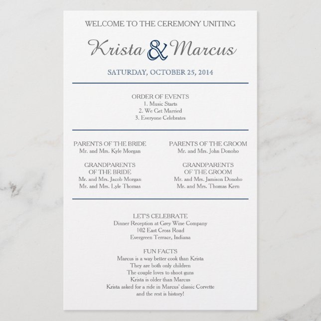 Simple Silhouettes Wedding Program Flyer (Front)
