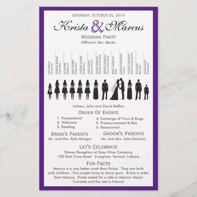 Simple Silhouettes Wedding Program Flyer (Front)