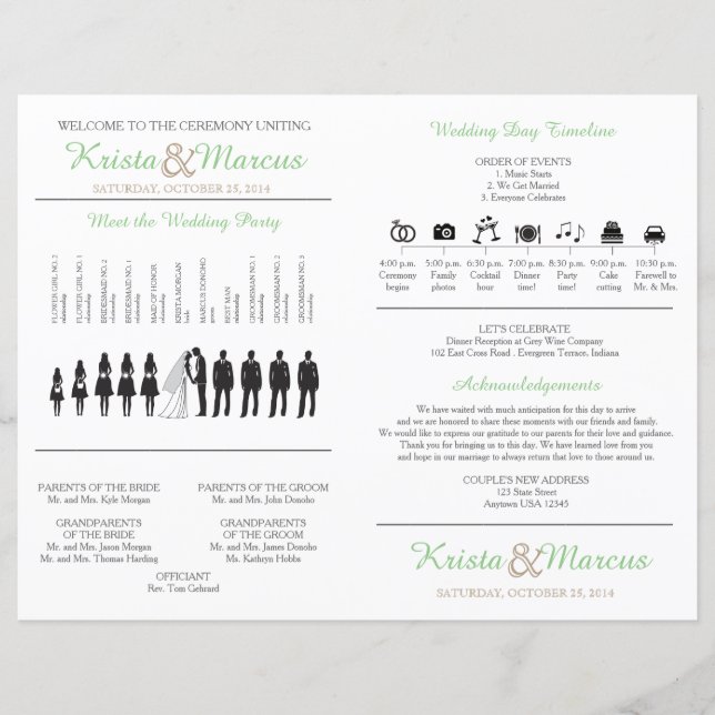 Simple Silhouettes Wedding Program Flyer (Front)