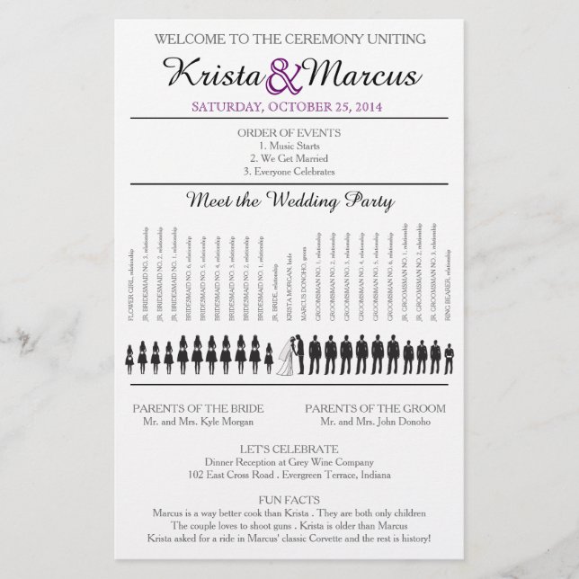 Simple Silhouettes Wedding Program Flyer-13 (Front)