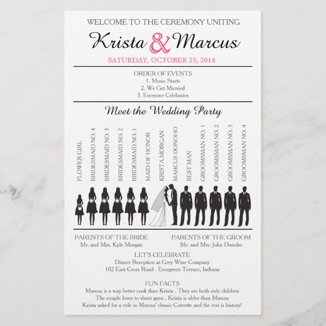Simple Silhouettes Wedding Program Flyer-4 (Front)
