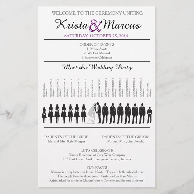 Simple Silhouettes Wedding Program Flyer-9 (Front)