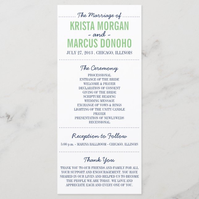 Simple Silhouettes Wedding Program Rack Card (Front)