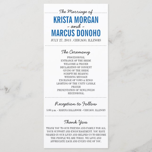 Simple Silhouettes Wedding Program Rack Card-27 (Front)