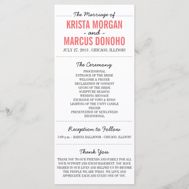 Simple Silhouettes Wedding Program Rack Card 4GMA (Front)