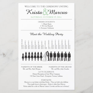 Simple Silhouettes Wedding Program with Timeline