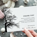 Simple Silhoutte Tree | Sympathy Funeral Thank You Card<br><div class="desc">Personalized funeral thank you card to send out to friends and family who have shown you love and kindess during your time of grief. Featuring a classic white background that can be changed to any colour, a silhoutte tree, with a simple thank you message template that can easily be customized....</div>
