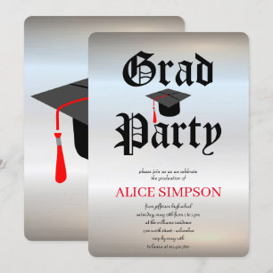 Simple Silveer Graduation Party Invitations