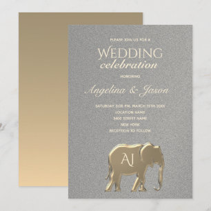 Simple Silver and Gold Wedding Invitation