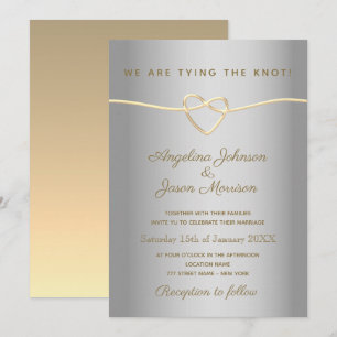 Simple Silver And Gold Wedding Invitation