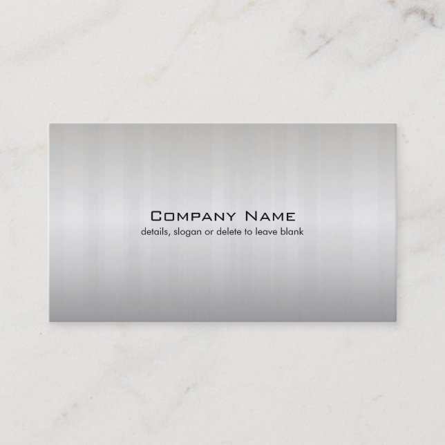 Simple Silver Brushed Metal Look Business Card (Front)