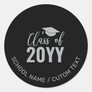 Simple Silver Class of 2022 Graduation Party Favou Classic Round Sticker