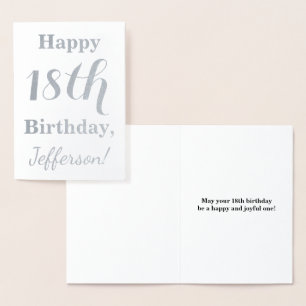 Simple Silver Foil 18th Birthday + Custom Name Foil Card