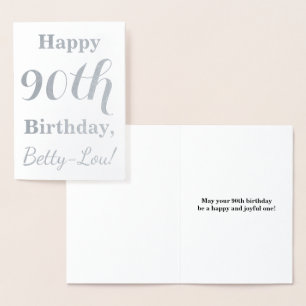 Simple Silver Foil 90th Birthday + Custom Name Foil Card