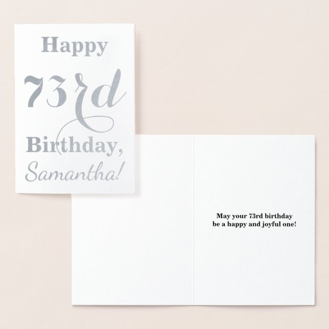 Simple Silver Foil "HAPPY 73rd BIRTHDAY" + Name Foil Card (Display)