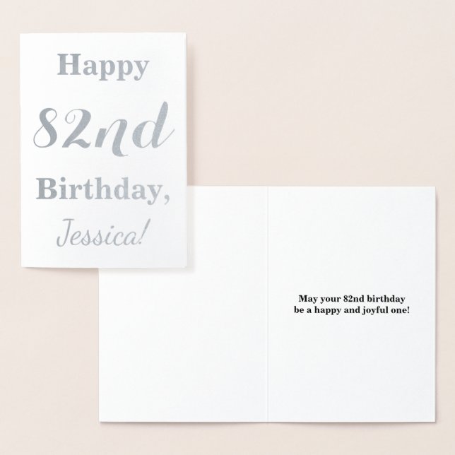 Simple Silver Foil "HAPPY 82nd BIRTHDAY" + Name Foil Card (Display)