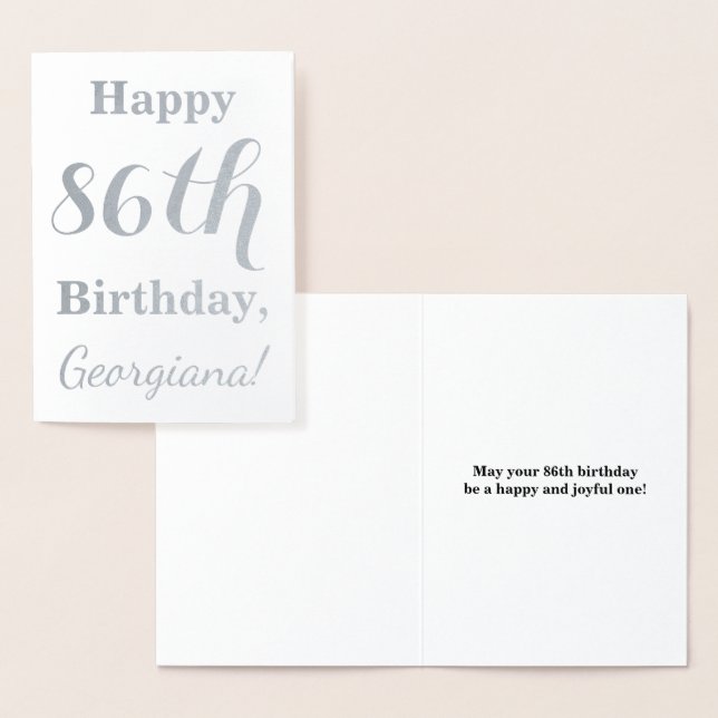 Simple Silver Foil "HAPPY 86th BIRTHDAY" + Name Card (Display)