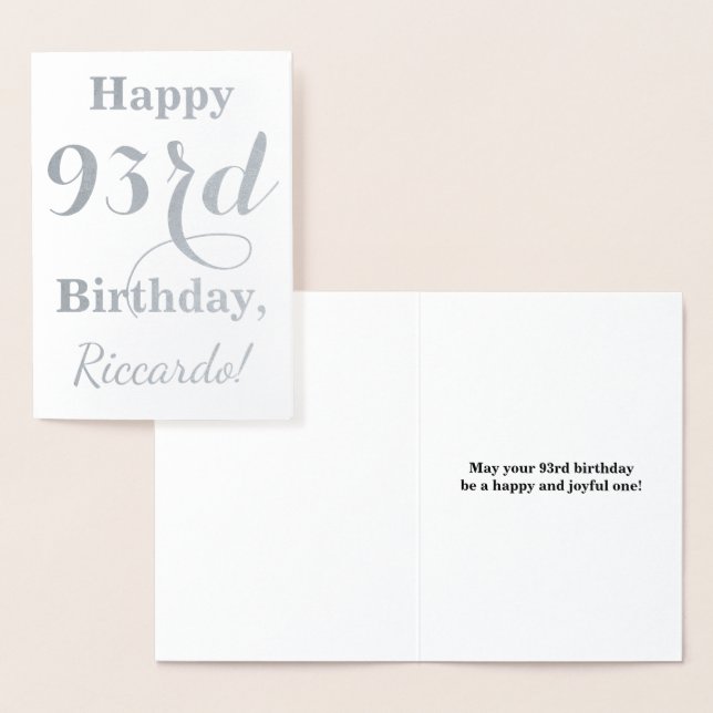Simple Silver Foil "HAPPY 93rd BIRTHDAY" + Name Card (Display)
