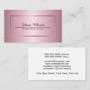 Simple Silver Frame Pink Ombre Feminine Business Card