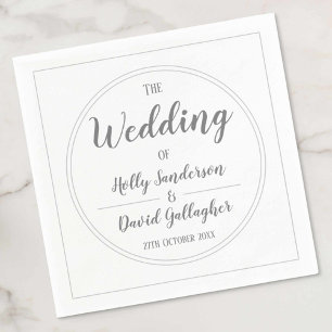 Simple Silver Grey & White Wedding Day Napkin