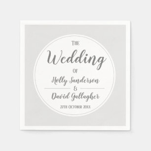 Simple Silver Grey & White Wedding Day Napkin